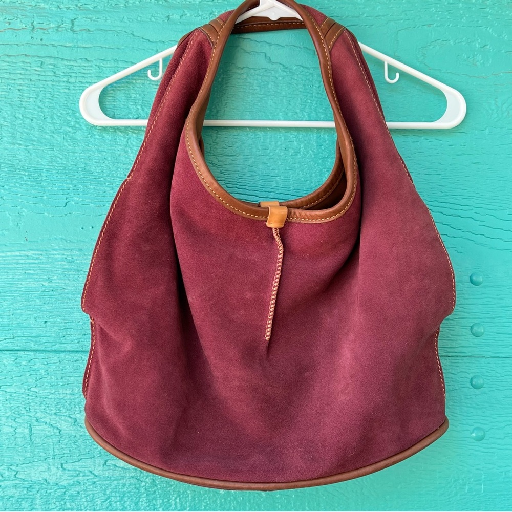 Ugg Medium Large Suede Leather Single Strap Shoulder Bag Cranberry Slouchy Hobo